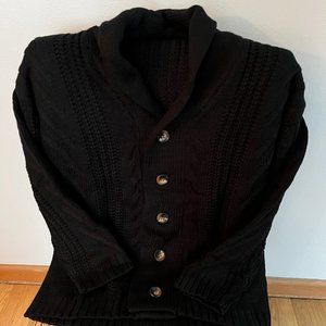 Cardigan Cable Knit Sweater, long sleeve, shawl collar, button down (men's)